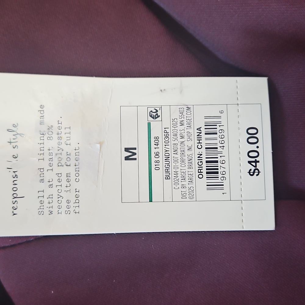 A New Day Structured Satin Blazer - Burgundy Size Medium NWT - Picture 10 of 10